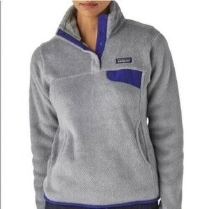 Patagonia Synchilla Snap-T Fleece Pullover Gray w/ Royal Blue Trim Women’s M